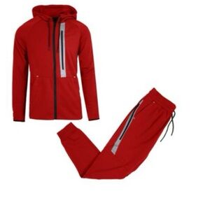 Stylish Red Tracksuit with Black Accents